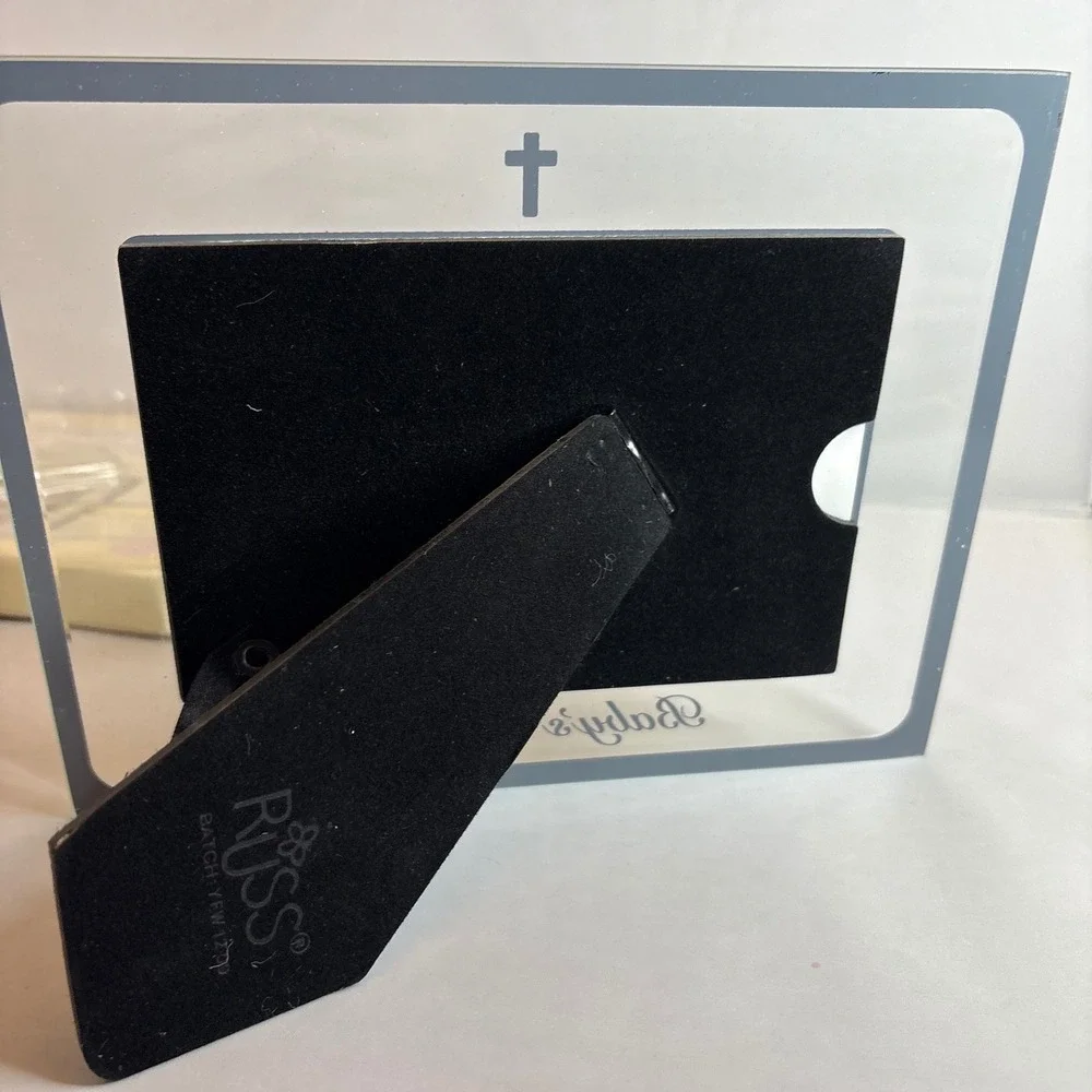 Russ Baby's Baptism‎ Photo Frame 4x6 Mirrored Cross Engraved Keepsake Nursery